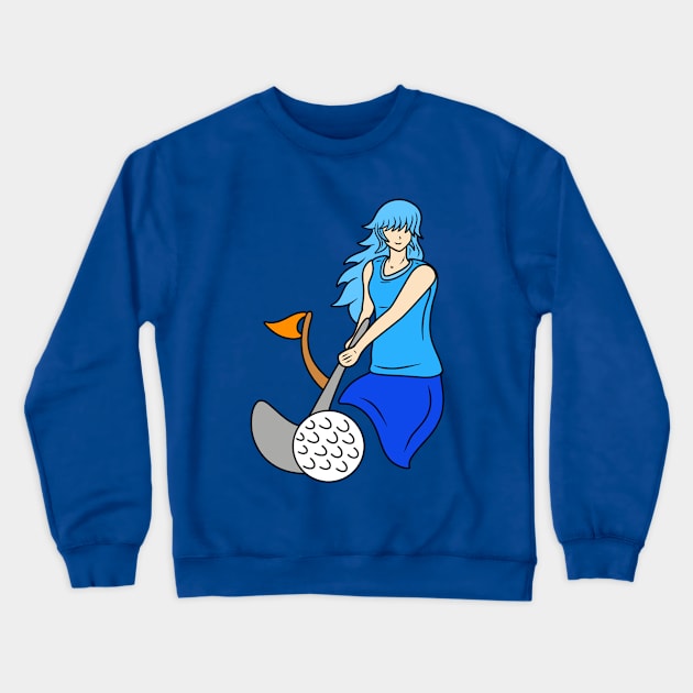 Golf player woman Crewneck Sweatshirt by Andrew Hau